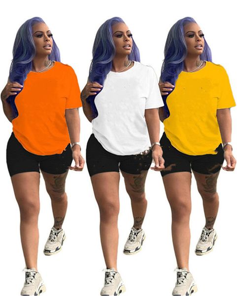

women clothing summer 2 piece set short sleeve t-shirt+shorts letter sports suit crew neck outfits fashion pullover jogging suit 3152, Gray