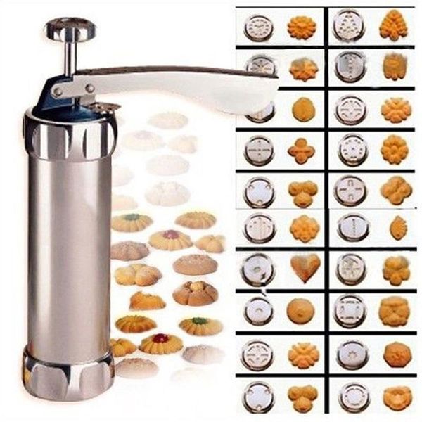 

baking moulds stainless steel manual cookie maker machine diy household press with 20 pcs 4 decorating mouth