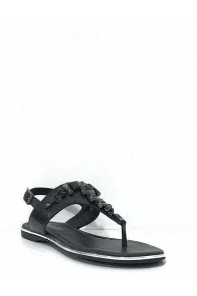 

sandals women's genuine leather flat sole 1808205, Black