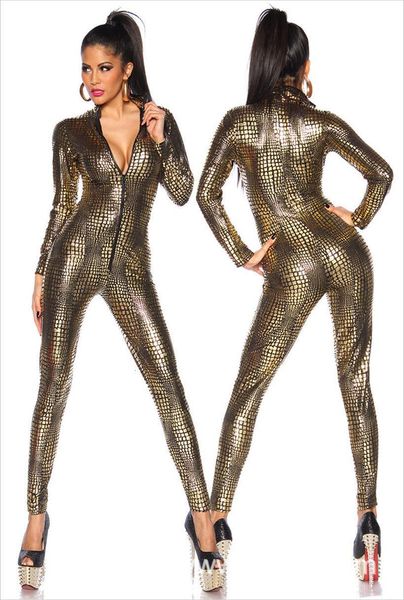 

black wet look womens romper snake pvc latex catsuit nightclub ds costumes women bodysuits fetish patent leather game uniforms, Black;white