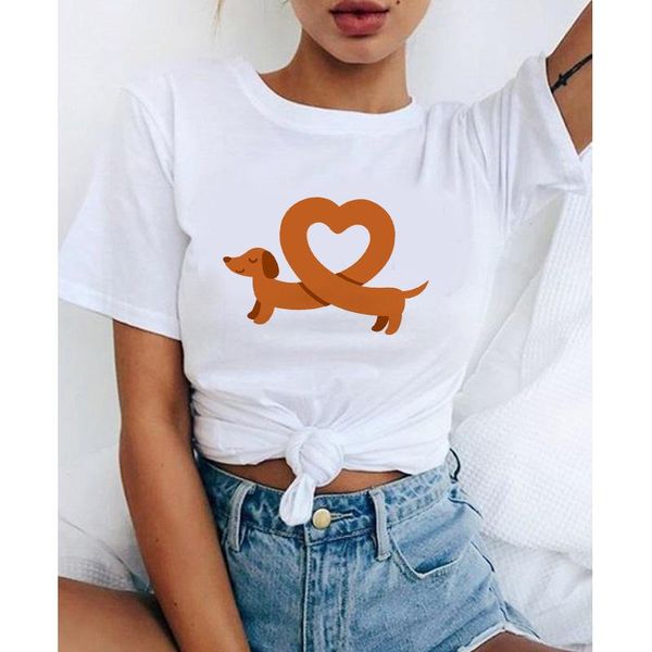 

women's t-shirt wvioce women cute dog funny graphic female harajuku fashion summer short sleeve 25244, White