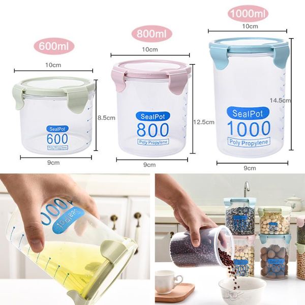 

storage bottles & jars airtight food containers - cereal dry kitchen seal tank refrigerator with lid flour grain bottle