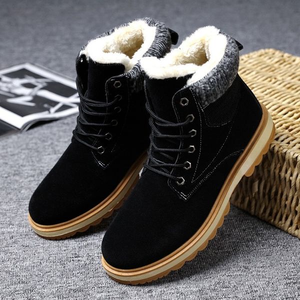 

boot big autumn men martin slide-on leather boots breathable ankle men's wooden dirt shoes i44l, Black