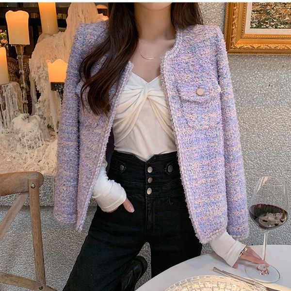 

women's jackets women korean fashion tweed jacket sweet o-neck cardigan all-match short coat slim elegant female small outwear, Black;brown