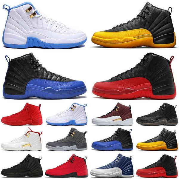 

university gold 12 12s men basketball shoes indigo purple reverse flu game taxi mens trainers sports sneakers size 7-13