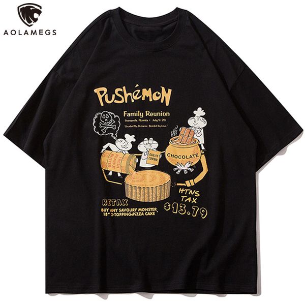 

men's polos aolamegs funny man's shirt from the cartoon printed 3-color optional men's t-shirt will see harajuku high street, White;black