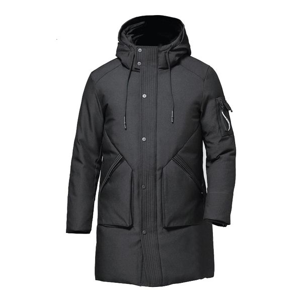 

new foldable windproof, waterproof, splashproof, middle-length, black slim man white duck down jacket with hood