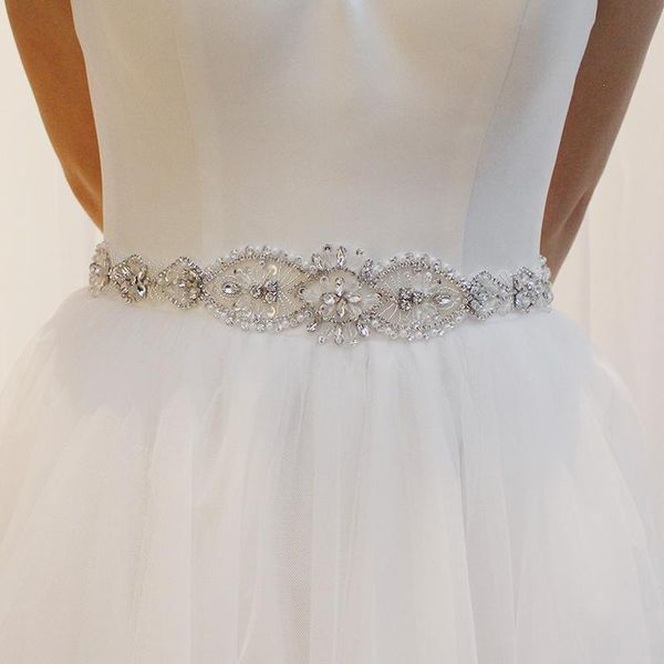 

wedding sashes jonnafe beaded bridal silver color sash pearls accessories handmade dress belt women waitband, White