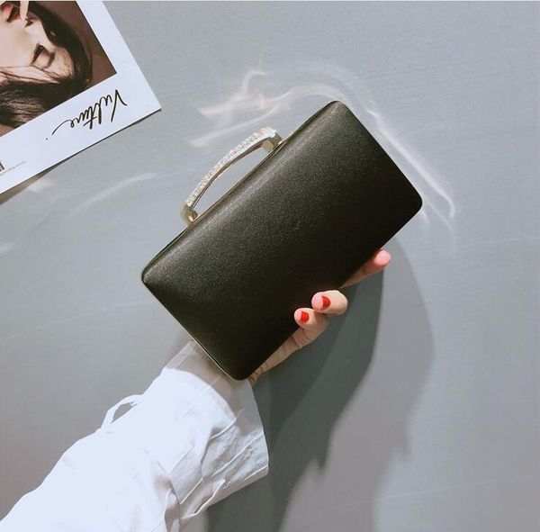 

fashion black women leather evening bag dinner party lady wedding flower clutch purse