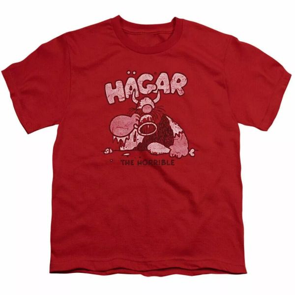 

hagar the horrible hagar gulp kids youth t shirt licensed kingdom comics tee red, White;black