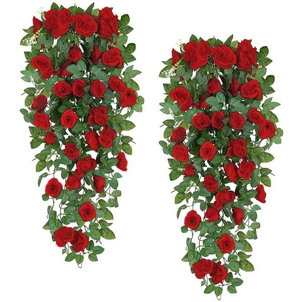 

novelty items 2pcs artificial hanging plants with flowers fake ivy leaves greeny for wedding