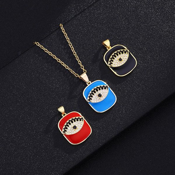 

pendant necklaces legenstar oil drop eye necklace men's and women's friend couple copper enamel inlaid zircon jewelry 2022 gift, Silver