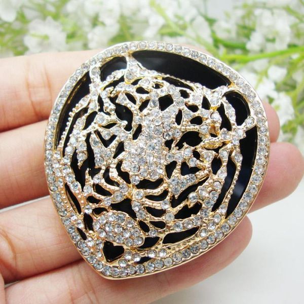 Pins, Broches Europeu e Americano Domineering Inlay Zircon Tiger Broche Homens Mulheres High-End Terno Vestido Acessórios