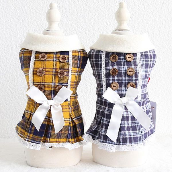 

dog apparel plaid clothes pet coat dress for small dogs chihuahua pug winter clothing 2 colors xs-xl puppy cat coats outfit