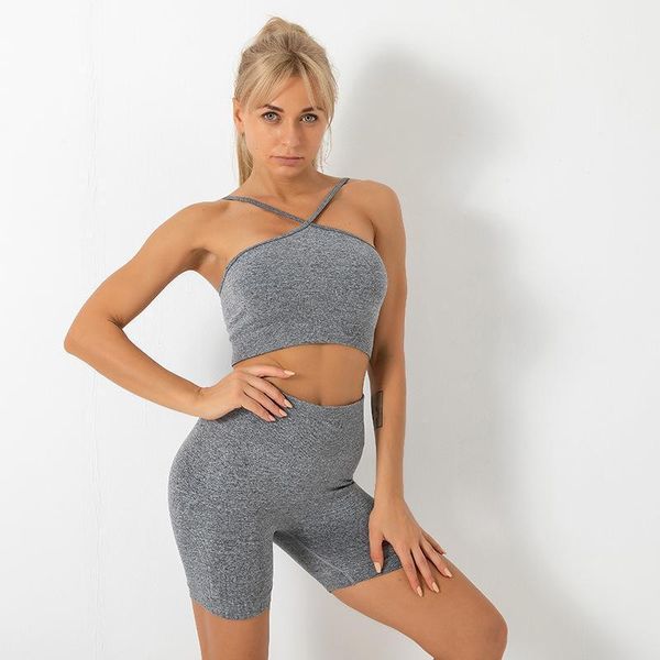 

yoga outfit seamless set women workout sportswear gym clothing quick-drying fitness bra vest high waist shorts sports suits