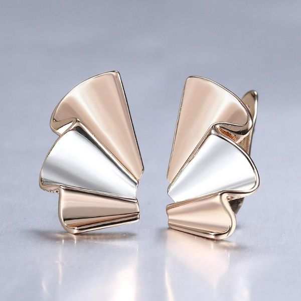 

dangle & chandelier 585 rose gold geometric fan-shaped drop earrings for women fashion jewelry gifts lge314, Silver