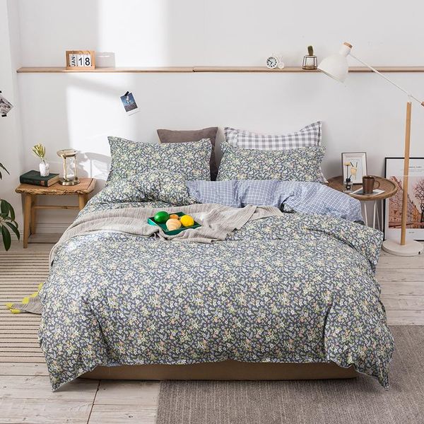 

bedding sets 2021 set colorful duvet cover pastoral flat sheet modern bed linen flower pillowcase ab side 3/4pcs