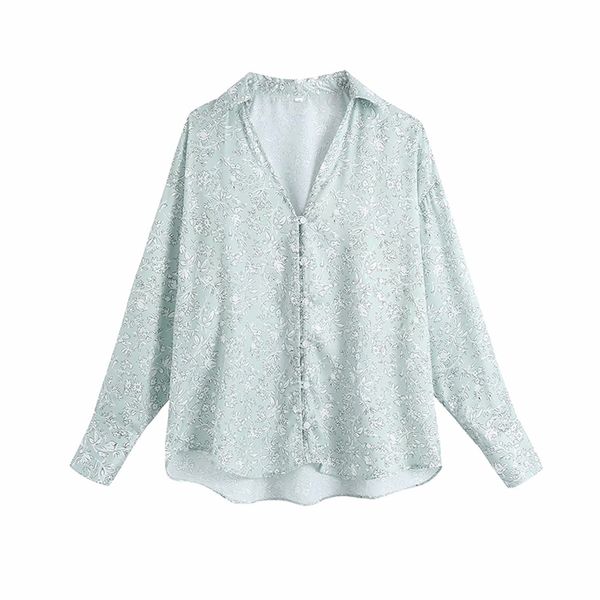 

floral print blouse shirt women long sleeve casual shirts ladies lapel collar loose roupas streetwear plus size 210514, White