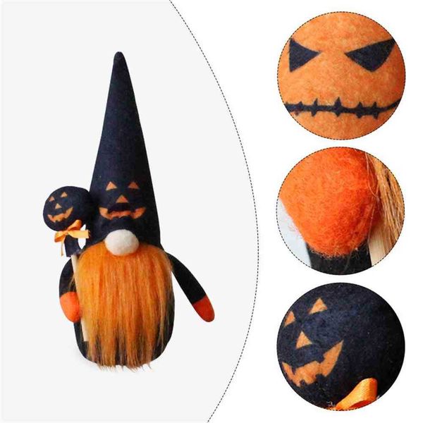 

29cm halloween gnomes facekess dolls diy party home decor plush pumpkin ghost gnome doll kids toys gift tomte decorations door hanging party, Blue