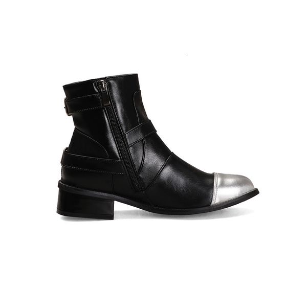 

asumer arrival female round toe buckle zip heels shoes winter woman boots, Black