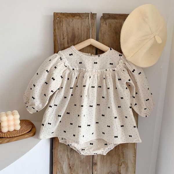 

baby girl clothes set dot print long sleeve shorts summer & spring 2pcs cotton outfits born clothing sets, White