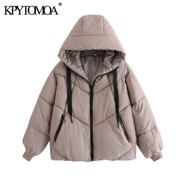 

women fashion thick warm hooded parkas loose padded jacket coat vintage long sleeve female outerwear chic 210416, Black