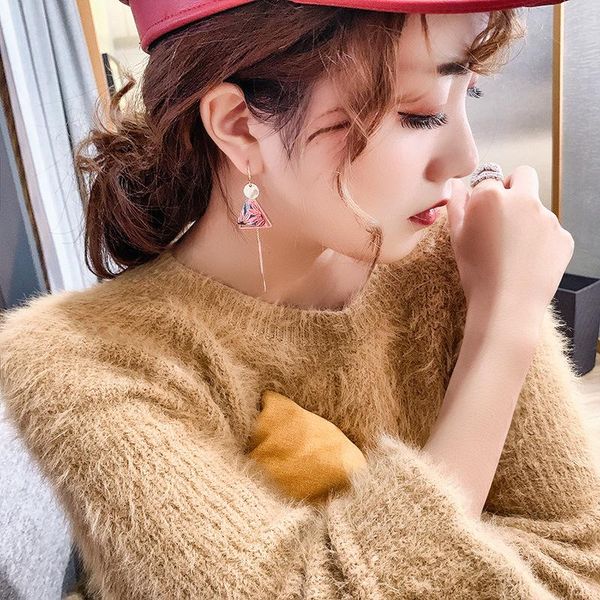 

dangle & chandelier ethnic chinese earrings simple temperament small long tassel asymmetric retro carved, Silver