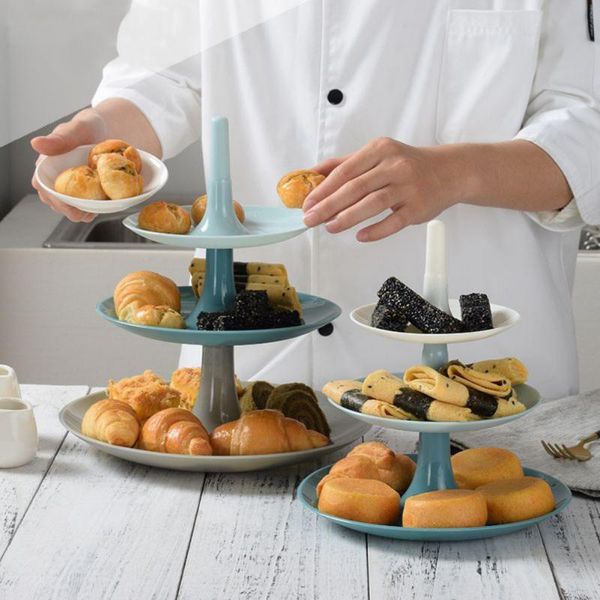 

dishes & plates 3 layers dessert plate fruits trays cake stand afternoon tea wedding party plastic tray display rack decorating tool