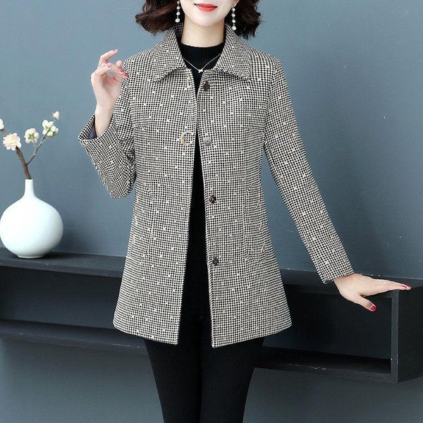 

women's wool & blends 2022 spring and autumn women jackets lapel short coats single breasted ladies coat womens plus size overcoat -5, Black