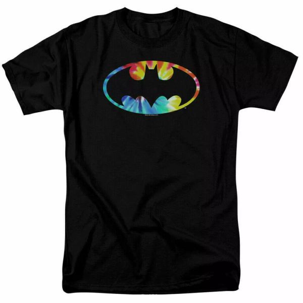 

Batman Tie Dye Batman Logo T Shirt Licensed Comic Book Tee Black, White;black