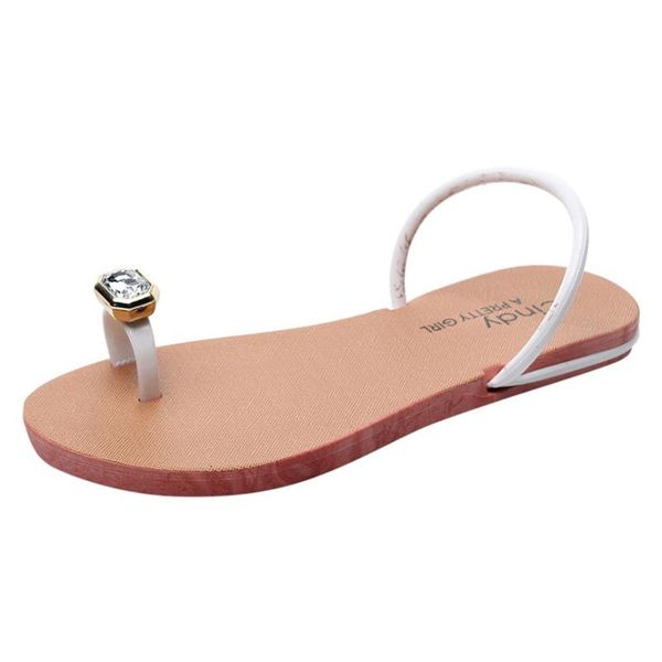 Hausschuhe Rutschfeste Böhmen Strass Flache Ferse Flip Flops Sandalen Sommer Frauen Damen Kristall Strand Freizeitschuh 25