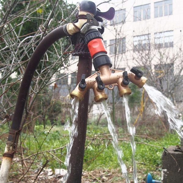 

watering equipments garden irrigation 4-way tap hose splitters fittings pipe connector the outlet has a separate valve control