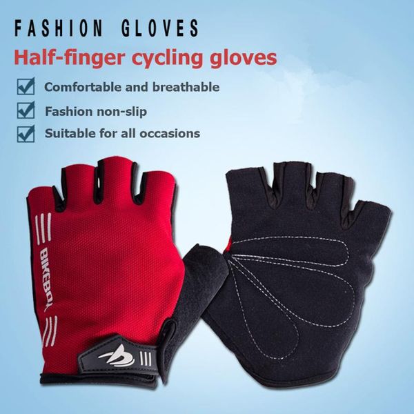 

cycling sports anti-slip gloves breathable half finger mtb road bicycle riding climbing sunscreen fitness universal, Black