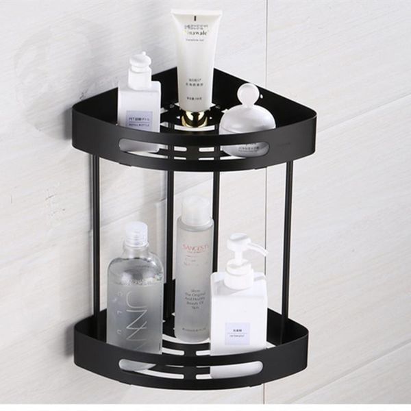 

black two layers stainless steel bathroom accessories organizer shelf rack shelves