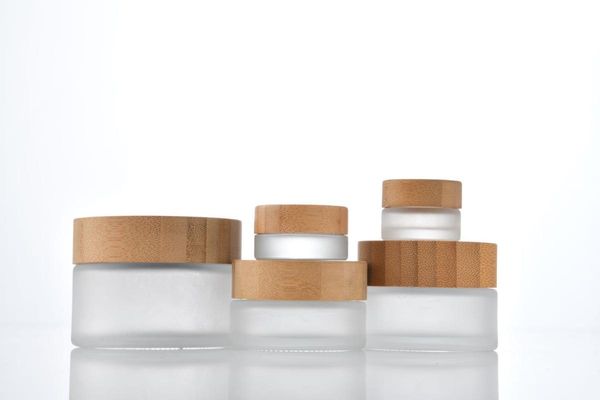 

storage bottles & jars custom logo 5ml 10ml 30ml 50ml 100ml clear frosted glass cosmetic cream with natural bamboo lid for face cream/eye