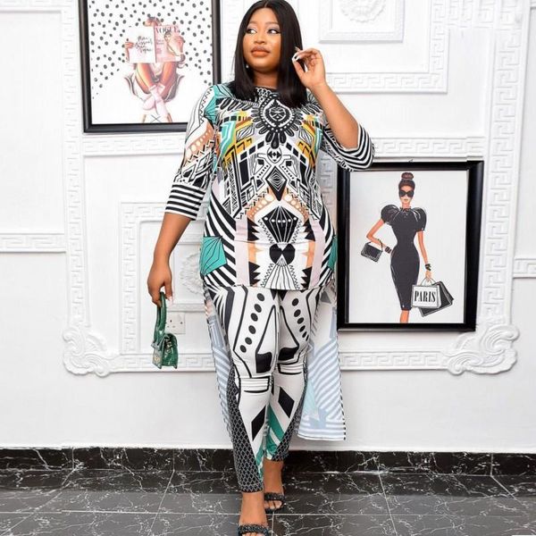 

ethnic clothing african clothes for women two piece set swallowtail long and pants suits 2021 summer casual dashiki outfit, Red