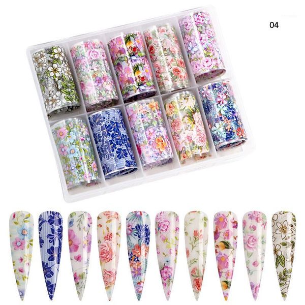 

4cm*1m 1 box/lot(10rolls ) flower nail art transfer foils (set of 10) foil different 1-10 designs sticker1, Black