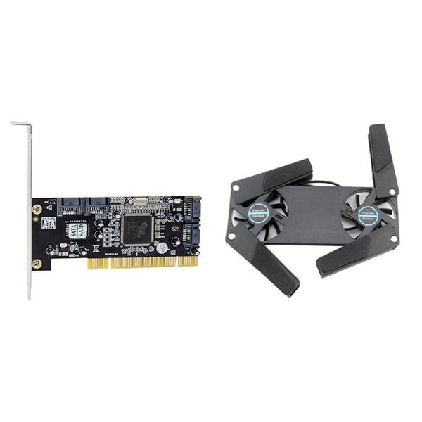 

pcs notebook radiator foldable dual fan cooling pad & 1 sil3114 sata adapter controller chip card lappads