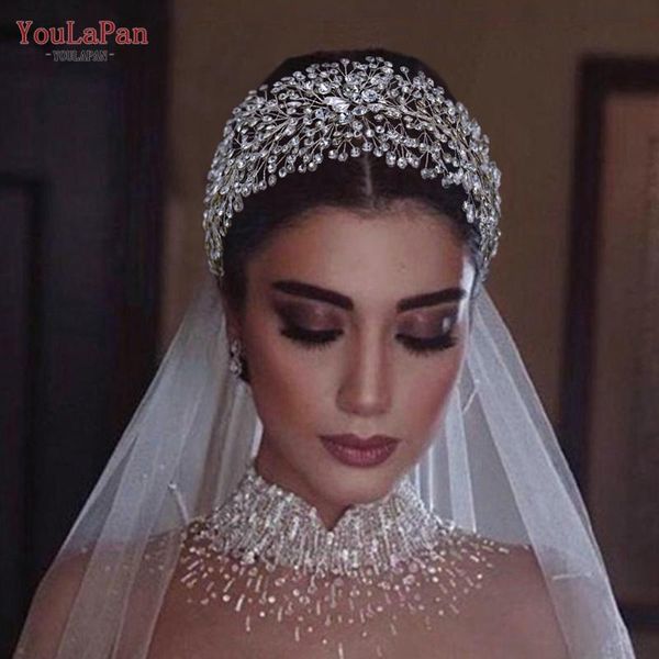 Başlıklar YoLapan HP415 Rhinestone Gelin Kafa Bandı Kadın Tiara Ve Taç Düğün Saç Aksesuarları Gelin Headdress Ziyafet Şapkalar