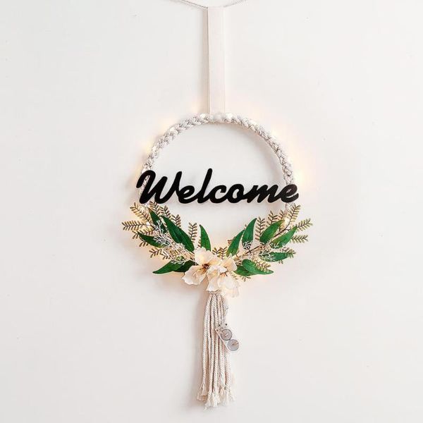 

decorative flowers & wreaths 68*25cm flax wreath exquisite wide application creative letter pattern decor for home artificial decorations