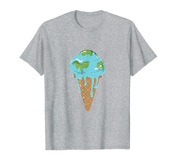 

melting earth ice cream global warming climate change t-shirt, White;black