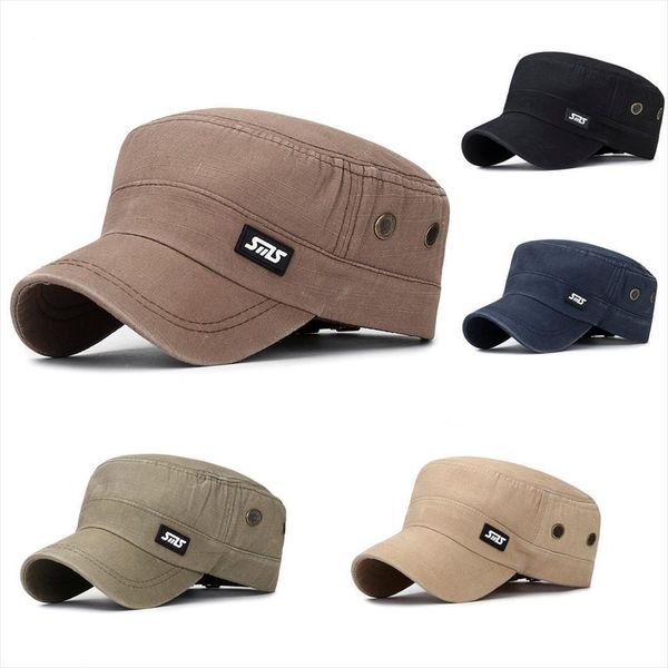 

polyester baseball caps fashion military style flat cap vintage outdoor sport sun hat adjustable hats, Blue;gray