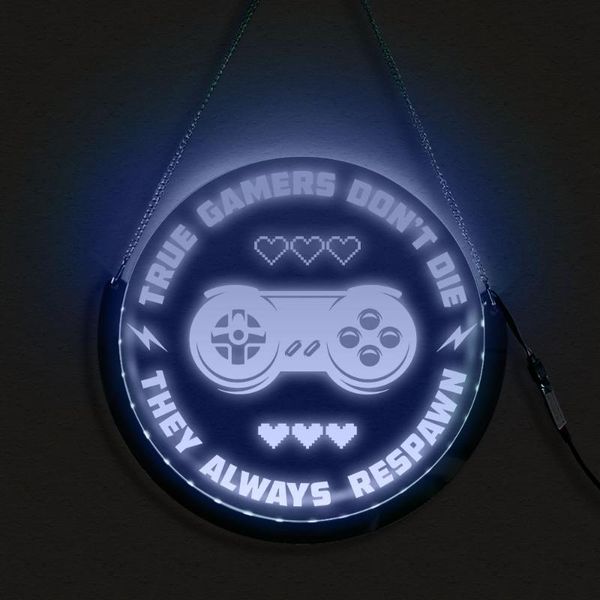 

true gamers don't die video games decorative round led neon sign muti-color wall lamp lighting board modern game players gift