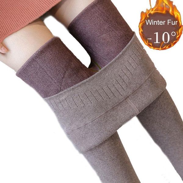 

winter lamb cashmere warm women leggings fur velvet thicken plus trousers, Black
