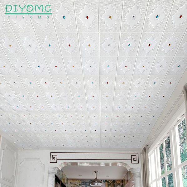 

wallpapers self-adhesive roof decoration wallpaper wall sticker 3d waterproof diamond ceiling contact paper living room bedroom decor