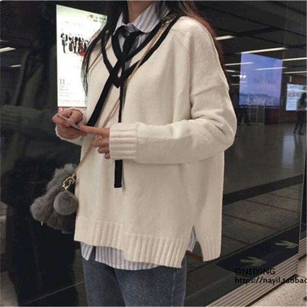 

men's sweaters women's spring sleeveless sweater, v-neck embroidered soft, japanese, elegant, kawaii, , 2021, White;black