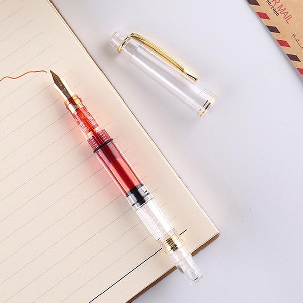 

transparent fountain pen students office stationery 0.5mm 0.38mm nib calligraph piston ink pens gt66