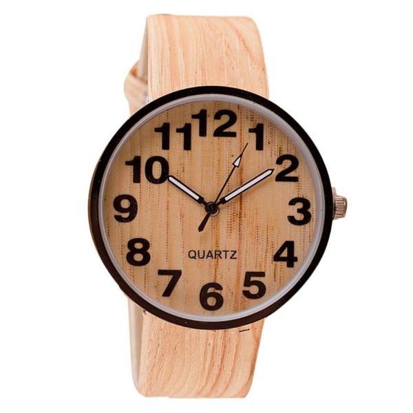 

wristwatches fashion style wood grain leather quartz watch women dress relogio feminino arabic numerals analog simple clock b30, Slivery;brown