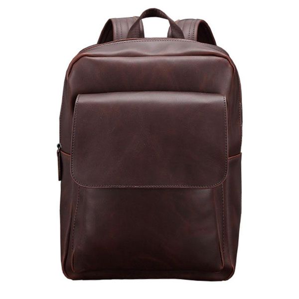 

backpack retro men crazy horse leather pu large capacity travel shoulder bag college student lapdaypack mochila feminina