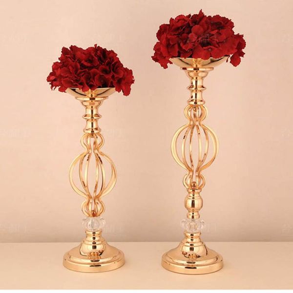 

gold candle holders metal candlestick flower vase table centerpiece event rack road lead wedding decoration 43/50cm